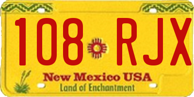 NM license plate 108RJX