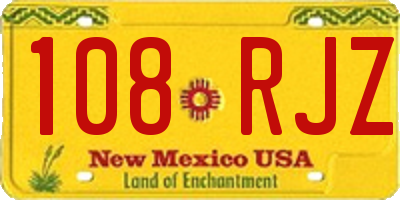 NM license plate 108RJZ