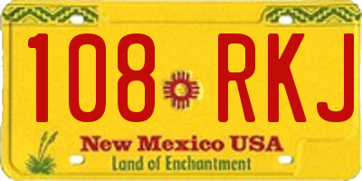 NM license plate 108RKJ
