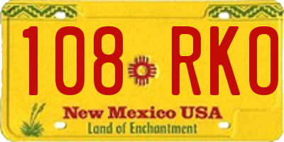 NM license plate 108RKO
