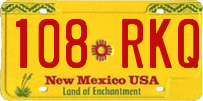 NM license plate 108RKQ