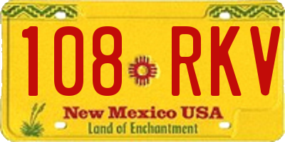 NM license plate 108RKV