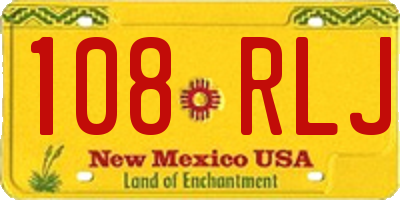 NM license plate 108RLJ