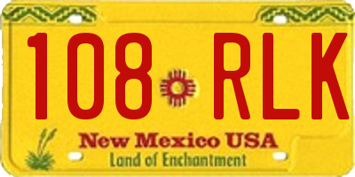 NM license plate 108RLK