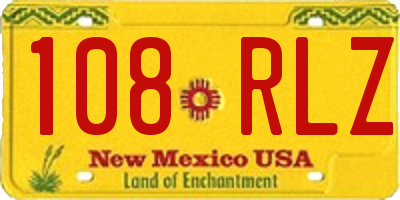 NM license plate 108RLZ