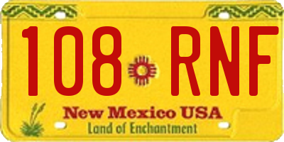 NM license plate 108RNF