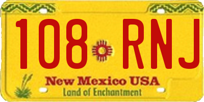 NM license plate 108RNJ