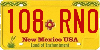 NM license plate 108RNO