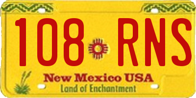NM license plate 108RNS