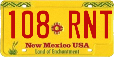 NM license plate 108RNT