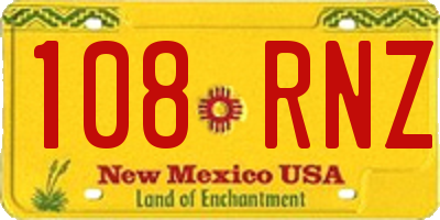NM license plate 108RNZ
