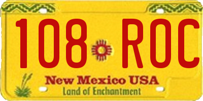 NM license plate 108ROC