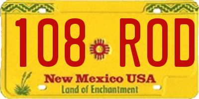 NM license plate 108ROD