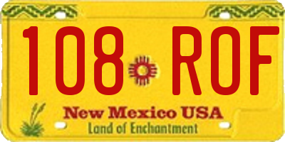 NM license plate 108ROF