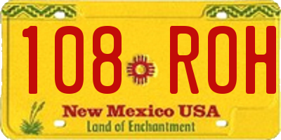 NM license plate 108ROH