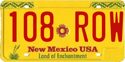NM license plate 108ROW