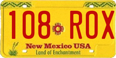 NM license plate 108ROX