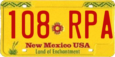NM license plate 108RPA
