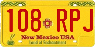 NM license plate 108RPJ