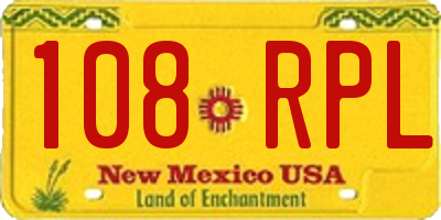 NM license plate 108RPL