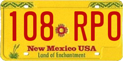 NM license plate 108RPO