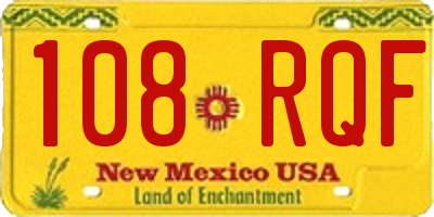 NM license plate 108RQF