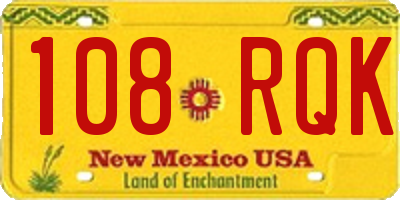 NM license plate 108RQK