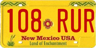 NM license plate 108RUR