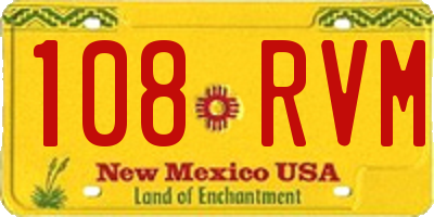 NM license plate 108RVM