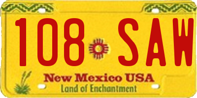 NM license plate 108SAW