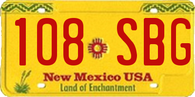 NM license plate 108SBG