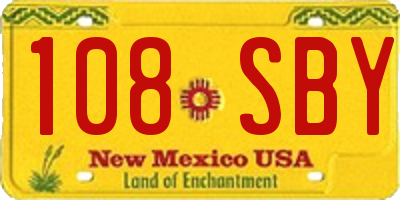 NM license plate 108SBY