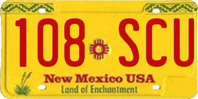 NM license plate 108SCU