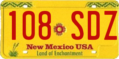 NM license plate 108SDZ