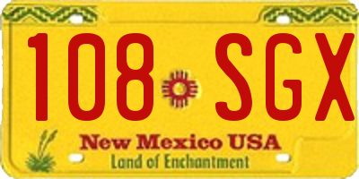 NM license plate 108SGX