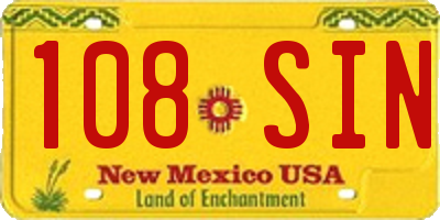 NM license plate 108SIN