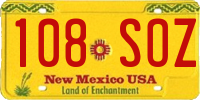 NM license plate 108SOZ