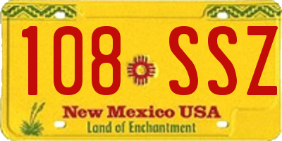 NM license plate 108SSZ