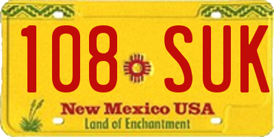 NM license plate 108SUK
