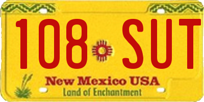 NM license plate 108SUT