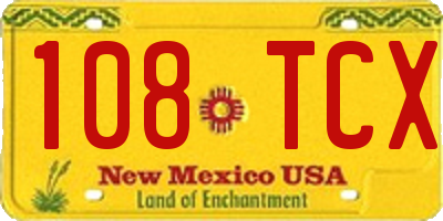 NM license plate 108TCX