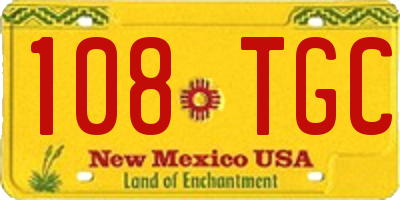 NM license plate 108TGC
