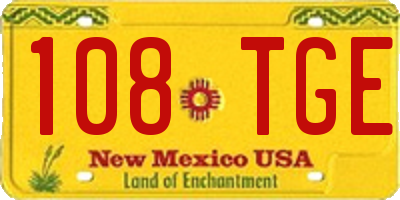 NM license plate 108TGE