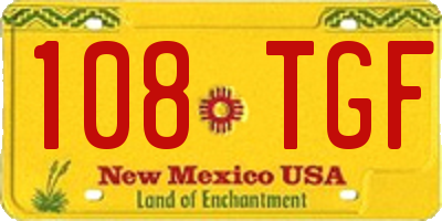 NM license plate 108TGF
