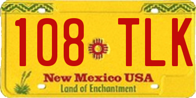 NM license plate 108TLK
