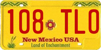 NM license plate 108TLO