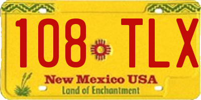NM license plate 108TLX