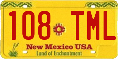 NM license plate 108TML