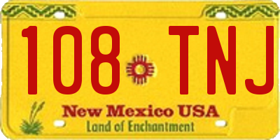 NM license plate 108TNJ