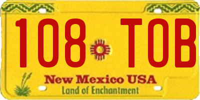NM license plate 108TOB